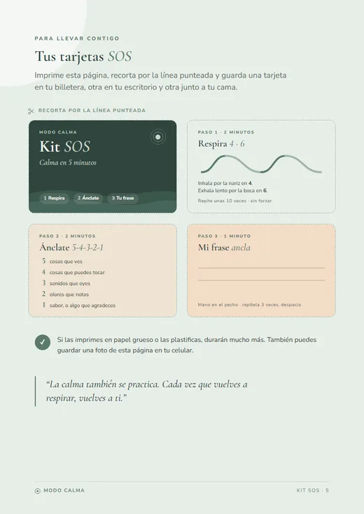 Tarjetas SOS recortables